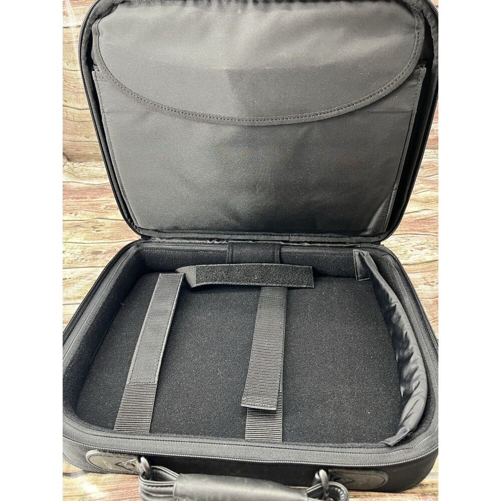 Dell Classic 15" Laptop Briefcase Canvas Black Heavy Duty Pockets Zippers - Picture 4 of 6